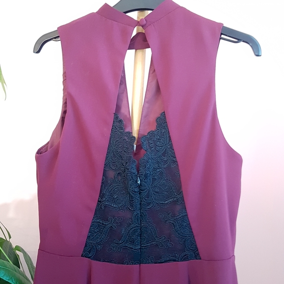 TOPSHOP wine / burgundy & black lace romper - Picture 4 of 9